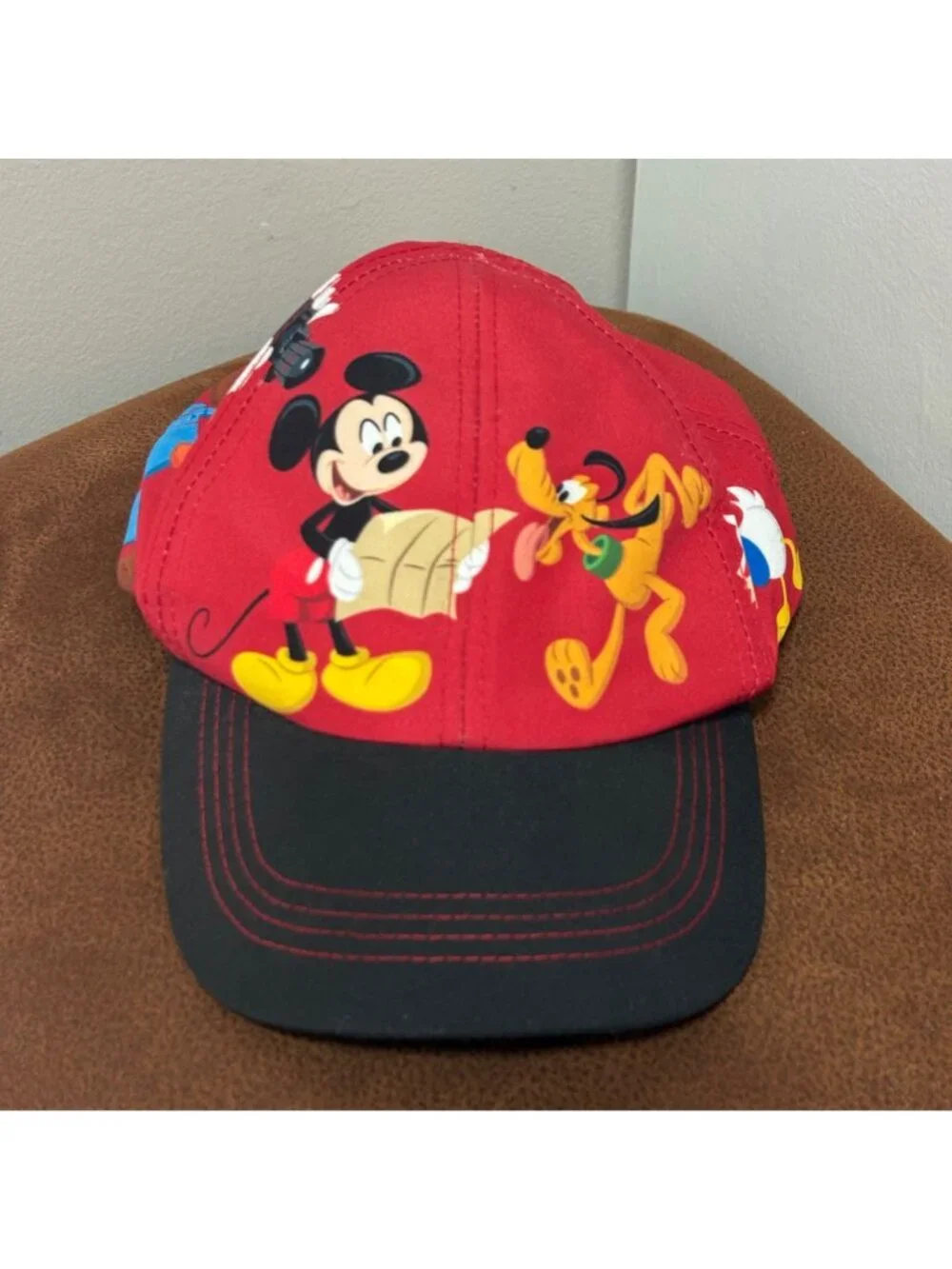 Disney Mickey Mouse Baby Caps Set Of 2 Blue Red Size 9-12 Months Adjustable Fit